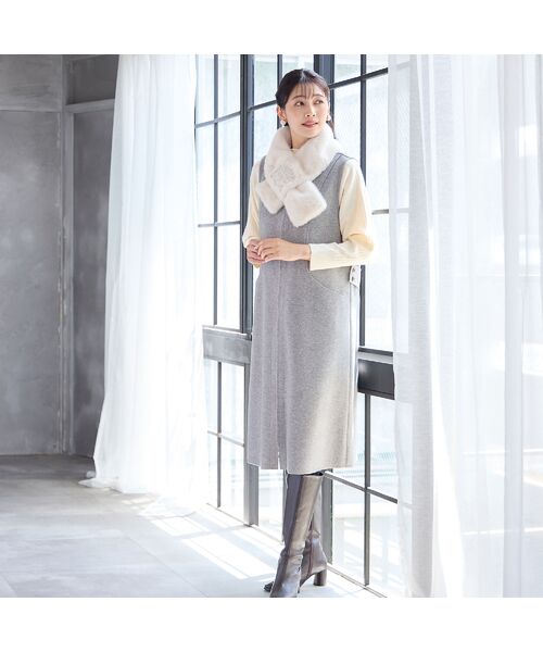 missel / ミゼール ミニ丈・ひざ丈ワンピース | 【2WAY・3L/4Lサイズあり】Aラインジャンパースカート(グレー) | 詳細10