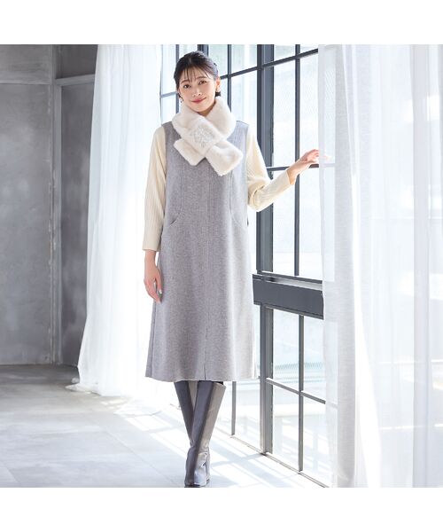 missel / ミゼール ミニ丈・ひざ丈ワンピース | 【2WAY・3L/4Lサイズあり】Aラインジャンパースカート(グレー) | 詳細11