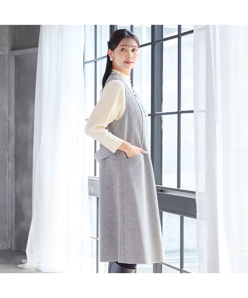 missel / ミゼール ミニ丈・ひざ丈ワンピース | 【2WAY・3L/4Lサイズあり】Aラインジャンパースカート(グレー) | 詳細3