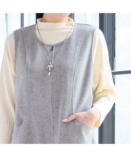 missel / ミゼール ミニ丈・ひざ丈ワンピース | 【2WAY・3L/4Lサイズあり】Aラインジャンパースカート(グレー) | 詳細4