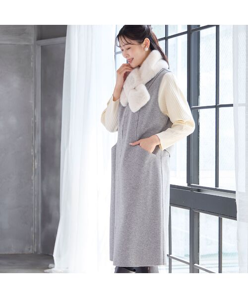 missel / ミゼール ミニ丈・ひざ丈ワンピース | 【2WAY・3L/4Lサイズあり】Aラインジャンパースカート(グレー) | 詳細8