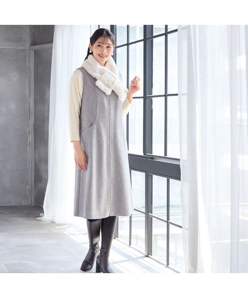 missel / ミゼール ミニ丈・ひざ丈ワンピース | 【2WAY・3L/4Lサイズあり】Aラインジャンパースカート(グレー) | 詳細9