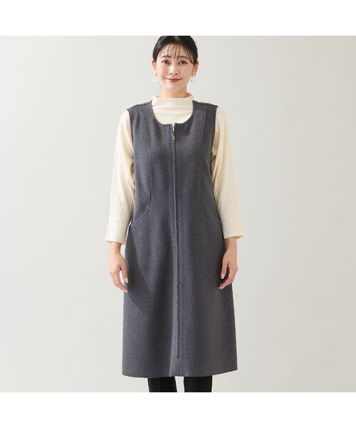 missel / ミゼール ミニ丈・ひざ丈ワンピース | 【2WAY・3L/4Lサイズあり】Aラインジャンパースカート(チャコール) | 詳細1