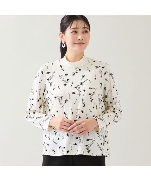 missel / ミゼール カットソー | 【日本製・3L/4Lサイズあり】花柄フロッキーカットソー | 詳細1