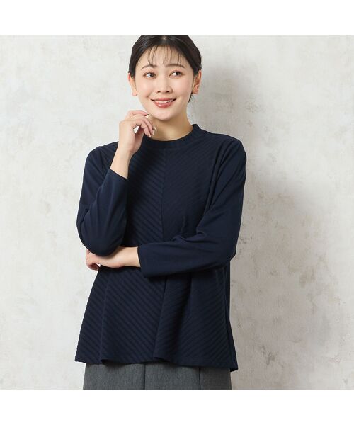 missel/ミゼール 【洗える】ワイドリブカットソー ダークブルー LL missel/ミゼール 【洗える】ワイドリブカットソー ダークブルー LL