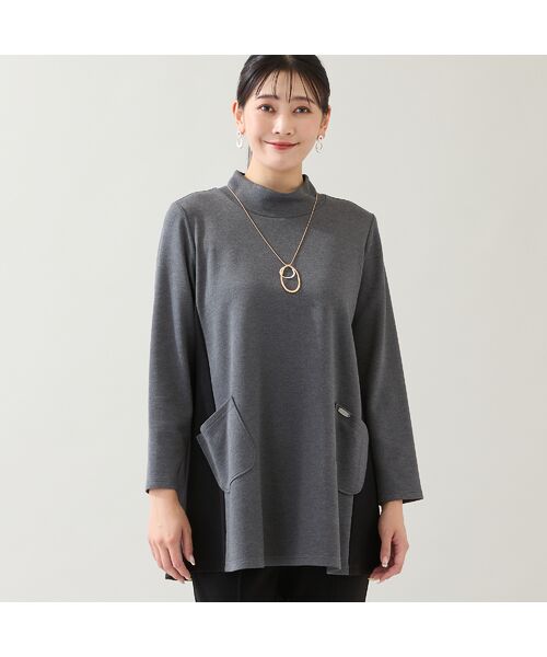 missel / ミゼール カットソー | 【保温性・洗える・3L/4Lサイズあり】バイカラーチュニック | 詳細1