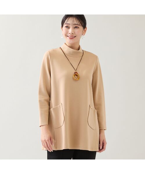 missel / ミゼール カットソー | 【保温性・洗える】パッチポケットチュニック(ベージュ)