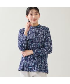 タグ付き　ミゼール　チュニック　3L ストライプ柄 大きいサイズ　ブルー　リネン タグ付き ミゼール チュニック 3L ストライプ柄 大きいサイズ