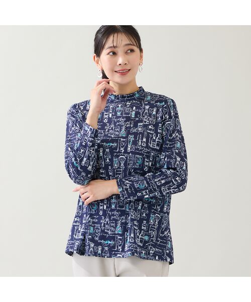 missel/ミゼール 【洗える・日本製・3L/4Lサイズあり】コスメ柄カットソー ダークブルー 3L missel/ミゼール 【洗える・日本製・3L/4Lサイズあり】コスメ柄カットソー ダークブルー 3L