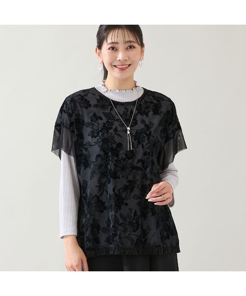 missel / ミゼール カットソー | 【洗える・日本製・3L/4Lサイズあり】花柄チュールプルオーバー | 詳細8