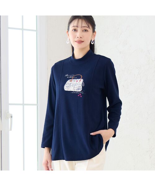 missel / ミゼール カットソー | 【あったか素材・洗える・日本製・3L/4Lサイズあり】Bag刺繍カットソー | 詳細1