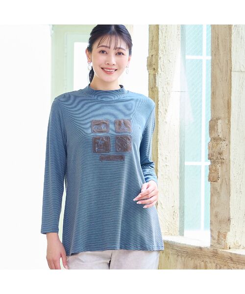 missel / ミゼール カットソー | 【洗える・吸湿発熱性・日本製・3L/4Lサイズあり】ボーダーカットソー | 詳細10