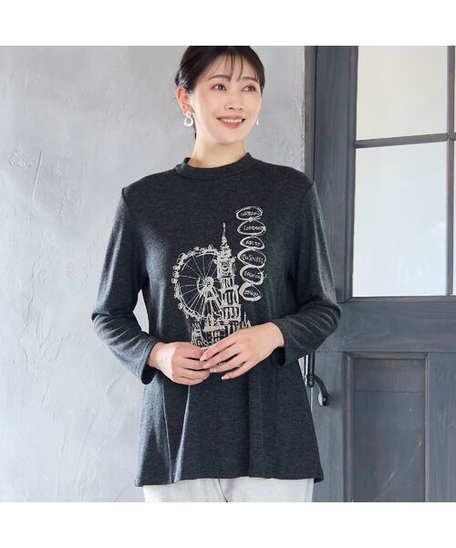 missel / ミゼール カットソー | 【洗える・日本製・3L/4Lサイズあり】時計塔柄カットソー(ブラック)