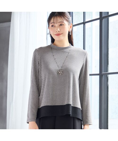 missel / ミゼール カットソー | 【洗える・3L/4Lサイズあり】千鳥柄カットソー(ブラック)