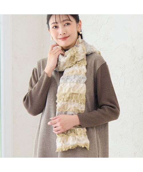 missel / ミゼール マフラー・ショール・スヌード・ストール | 【洗える・一部店舗・WEB限定・フランス製】シャーリングジャカードマフラー | 詳細1