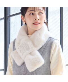 missel / ミゼール マフラー・ショール・スヌード・ストール | 【洗える・別注・大きいサイズ】刺繍入りフェイクファーマフラー