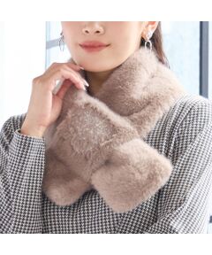 missel / ミゼール マフラー・ショール・スヌード・ストール | 【洗える・別注・大きいサイズ】刺繍入りフェイクファーマフラー