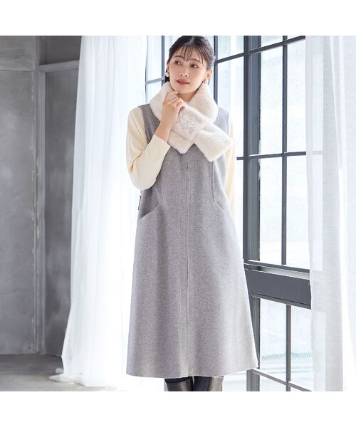 missel / ミゼール マフラー・ショール・スヌード・ストール | 【洗える・別注・大きいサイズ】刺繍入りフェイクファーマフラー | 詳細4