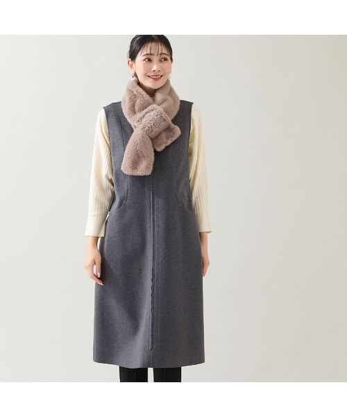 missel / ミゼール マフラー・ショール・スヌード・ストール | 【洗える・別注・大きいサイズ】刺繍入りフェイクファーマフラー | 詳細16