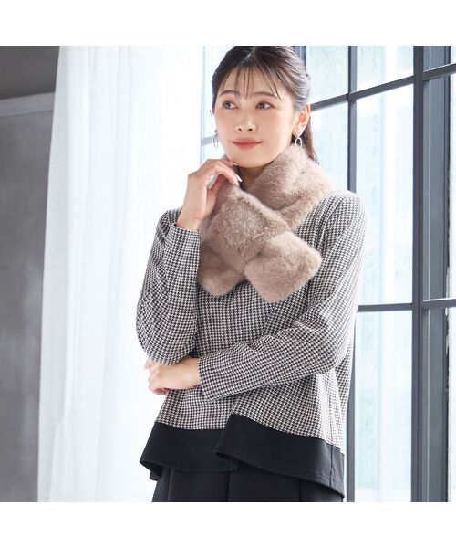 missel / ミゼール マフラー・ショール・スヌード・ストール | 【洗える・別注・大きいサイズ】刺繍入りフェイクファーマフラー | 詳細8