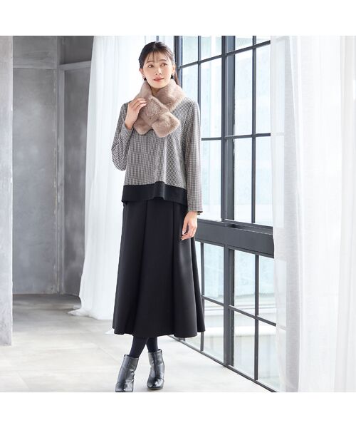 missel / ミゼール マフラー・ショール・スヌード・ストール | 【洗える・別注・大きいサイズ】刺繍入りフェイクファーマフラー | 詳細10