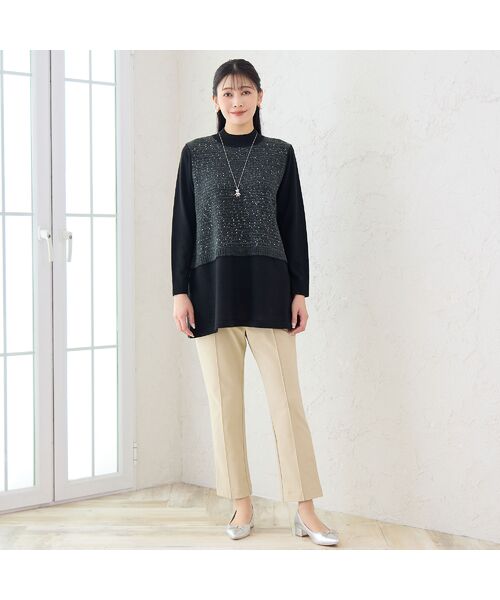 missel / ミゼール その他パンツ | 【快適保温素材・洗える・日本製・3L/4L】ピンタック入り美ラインパンツ | 詳細4