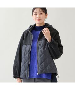 missel / ミゼール その他アウター | 【フード取り外し可】ジャージー×キルトのドルマンジャケット