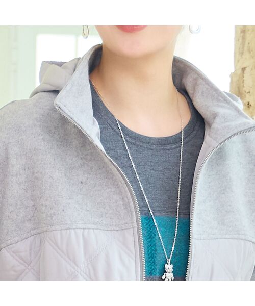 missel / ミゼール その他アウター | 【フード取り外し可】ジャージー×キルトのドルマンジャケット | 詳細2