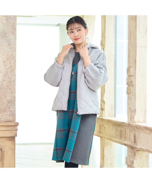 missel / ミゼール その他アウター | 【フード取り外し可】ジャージー×キルトのドルマンジャケット | 詳細4