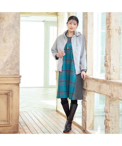 missel / ミゼール その他アウター | 【フード取り外し可】ジャージー×キルトのドルマンジャケット | 詳細6