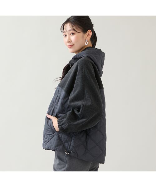 missel / ミゼール その他アウター | 【フード取り外し可】ジャージー×キルトのドルマンジャケット | 詳細10