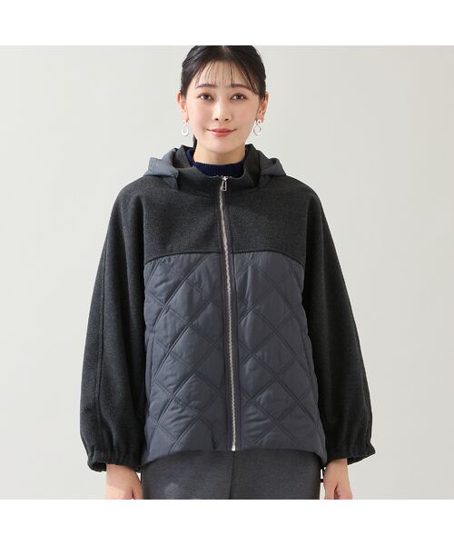 missel / ミゼール その他アウター | 【フード取り外し可】ジャージー×キルトのドルマンジャケット | 詳細11