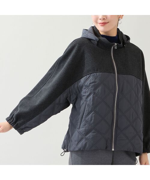 missel / ミゼール その他アウター | 【フード取り外し可】ジャージー×キルトのドルマンジャケット | 詳細12