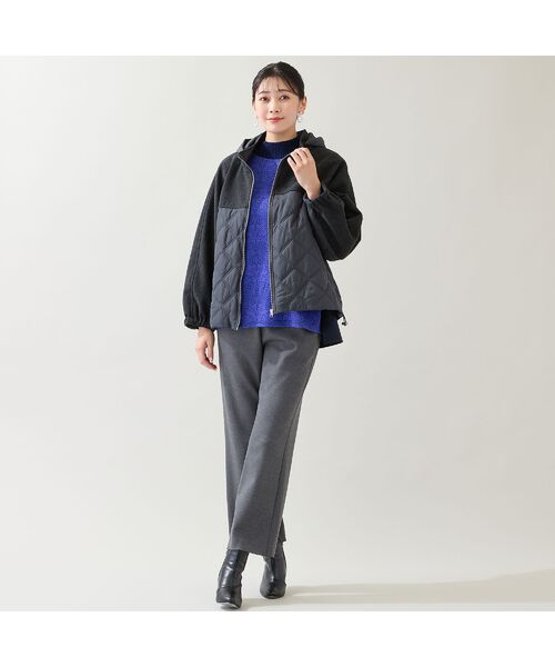 missel / ミゼール その他アウター | 【フード取り外し可】ジャージー×キルトのドルマンジャケット | 詳細15