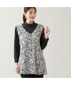 missel / ミゼール カットソー | 【洗える・日本製・3L/4Lサイズあり】リボン柄ジャカードカットソー