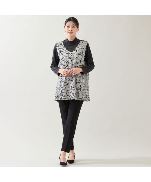 missel / ミゼール カットソー | 【洗える・日本製・3L/4Lサイズあり】リボン柄ジャカードカットソー | 詳細3