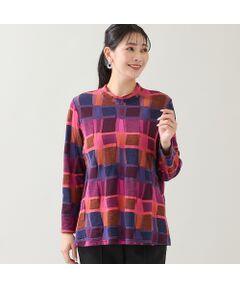 missel / ミゼール カットソー | 【一部店舗・WEB限定・日本製・3L/4Lサイズあり】ブロック柄カットソー