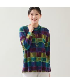 missel / ミゼール カットソー | 【一部店舗・WEB限定・日本製・3L/4Lサイズあり】ブロック柄カットソー