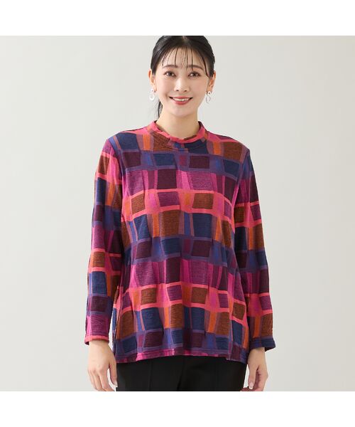 missel / ミゼール カットソー | 【一部店舗・WEB限定・日本製・3L/4Lサイズあり】ブロック柄カットソー | 詳細1