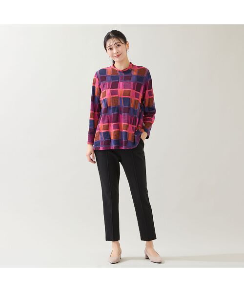 missel / ミゼール カットソー | 【一部店舗・WEB限定・日本製・3L/4Lサイズあり】ブロック柄カットソー | 詳細2