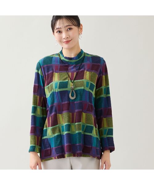 missel / ミゼール カットソー | 【一部店舗・WEB限定・日本製・3L/4Lサイズあり】ブロック柄カットソー | 詳細8