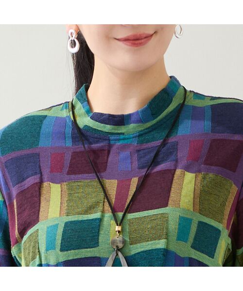 missel / ミゼール カットソー | 【一部店舗・WEB限定・日本製・3L/4Lサイズあり】ブロック柄カットソー | 詳細9