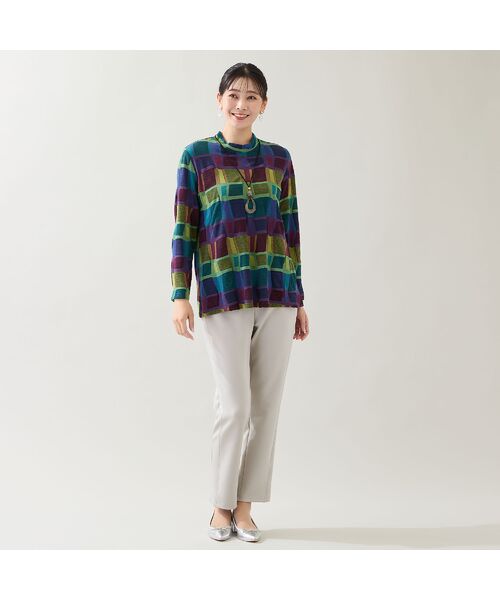 missel / ミゼール カットソー | 【一部店舗・WEB限定・日本製・3L/4Lサイズあり】ブロック柄カットソー | 詳細11