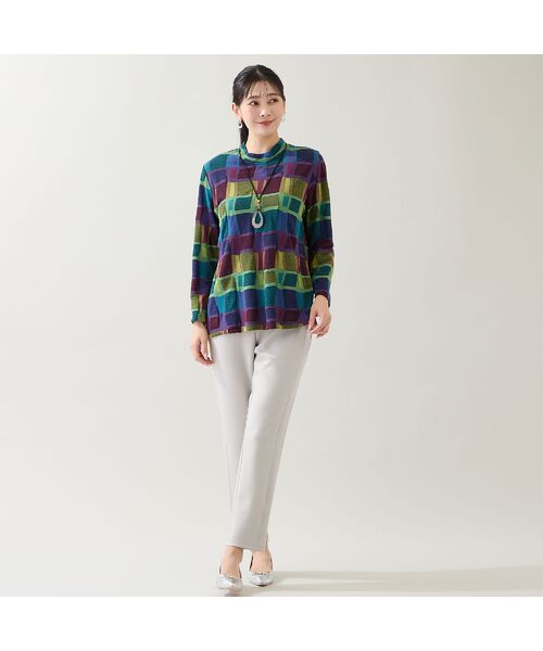 missel / ミゼール カットソー | 【一部店舗・WEB限定・日本製・3L/4Lサイズあり】ブロック柄カットソー | 詳細12