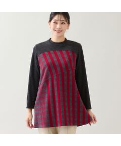 missel / ミゼール カットソー | 【洗える・日本製・3L/4Lサイズあり】裾フレア チェック柄カットソー