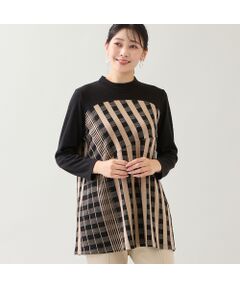 missel / ミゼール カットソー | 【洗える・日本製・3L/4Lサイズあり】裾フレア チェック柄カットソー