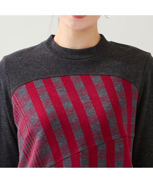 missel / ミゼール カットソー | 【洗える・日本製・3L/4Lサイズあり】裾フレア チェック柄カットソー | 詳細2