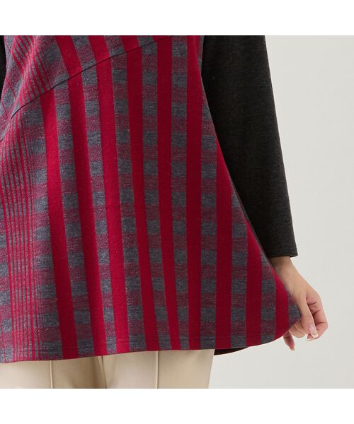 missel / ミゼール カットソー | 【洗える・日本製・3L/4Lサイズあり】裾フレア チェック柄カットソー | 詳細3