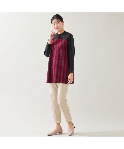 missel / ミゼール カットソー | 【洗える・日本製・3L/4Lサイズあり】裾フレア チェック柄カットソー | 詳細4