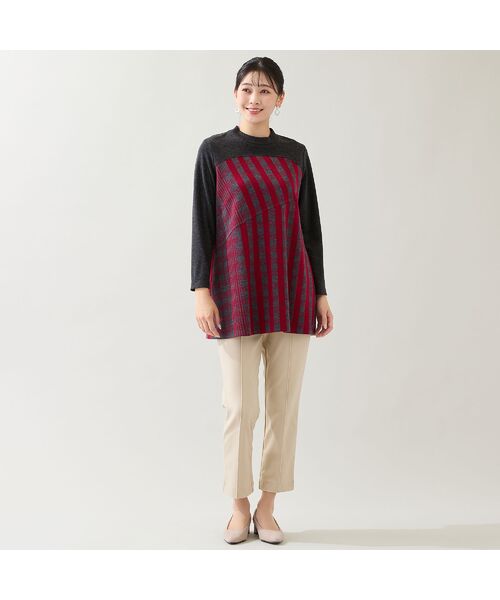 missel / ミゼール カットソー | 【洗える・日本製・3L/4Lサイズあり】裾フレア チェック柄カットソー | 詳細5